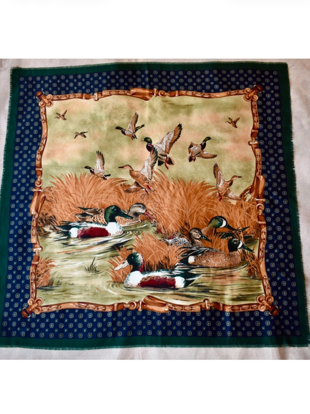 Vintage Italian Duck Print Scarf 35x35"